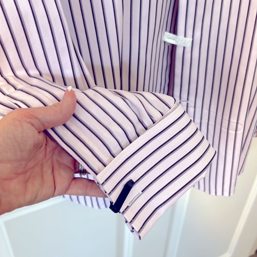 Ermenegildo Zegna Light pink/gray striped Men’s Dress Shirt with Cuffs - Size XL - Picture 3 of 4